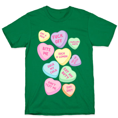 Rude Sassy Candy Hearts Pattern T-Shirt