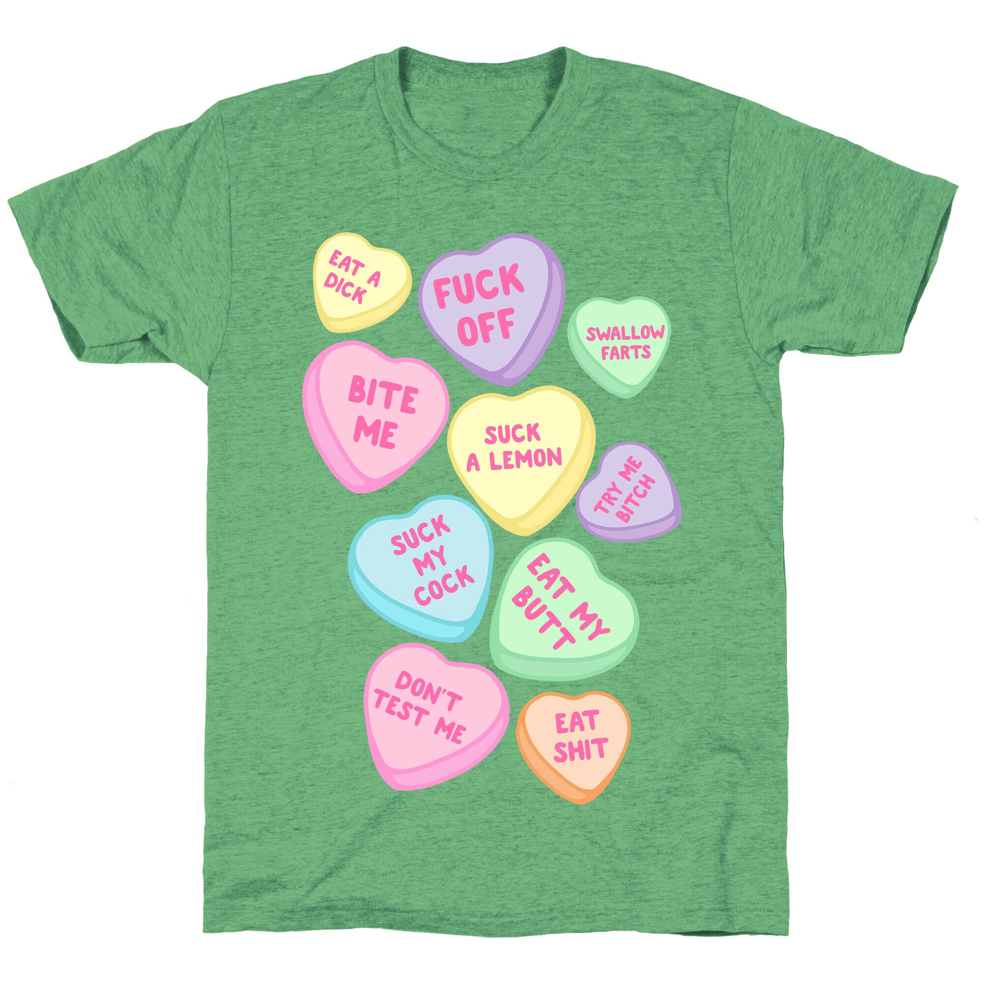 Rude Sassy Candy Hearts Pattern Unisex Triblend Tee
