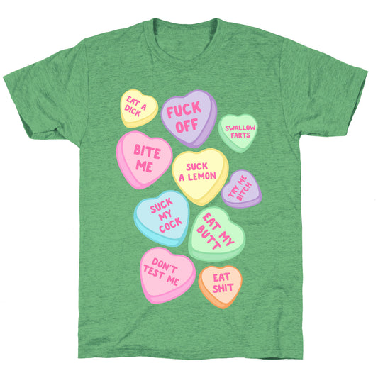 Rude Sassy Candy Hearts Pattern Unisex Triblend Tee