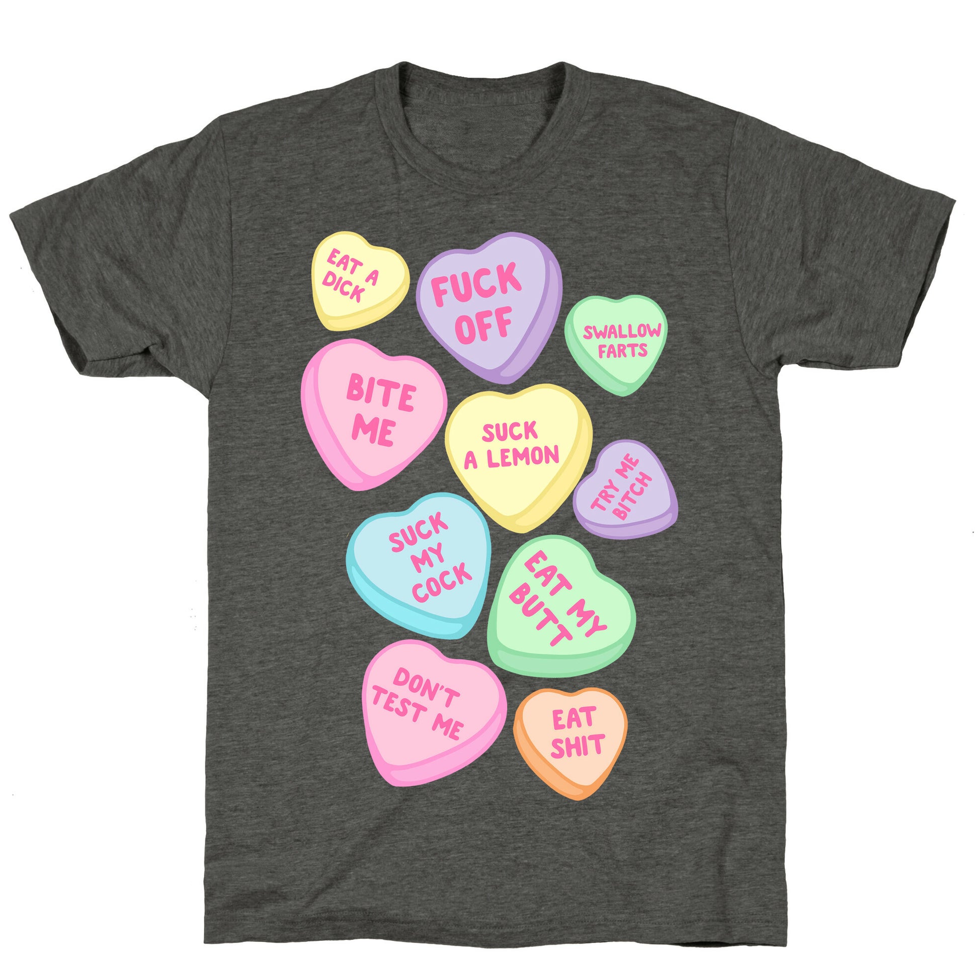 Rude Sassy Candy Hearts Pattern Unisex Triblend Tee