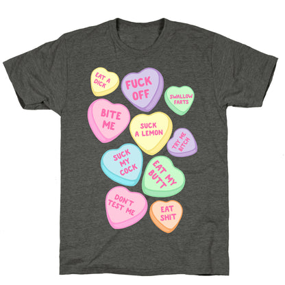 Rude Sassy Candy Hearts Pattern Unisex Triblend Tee