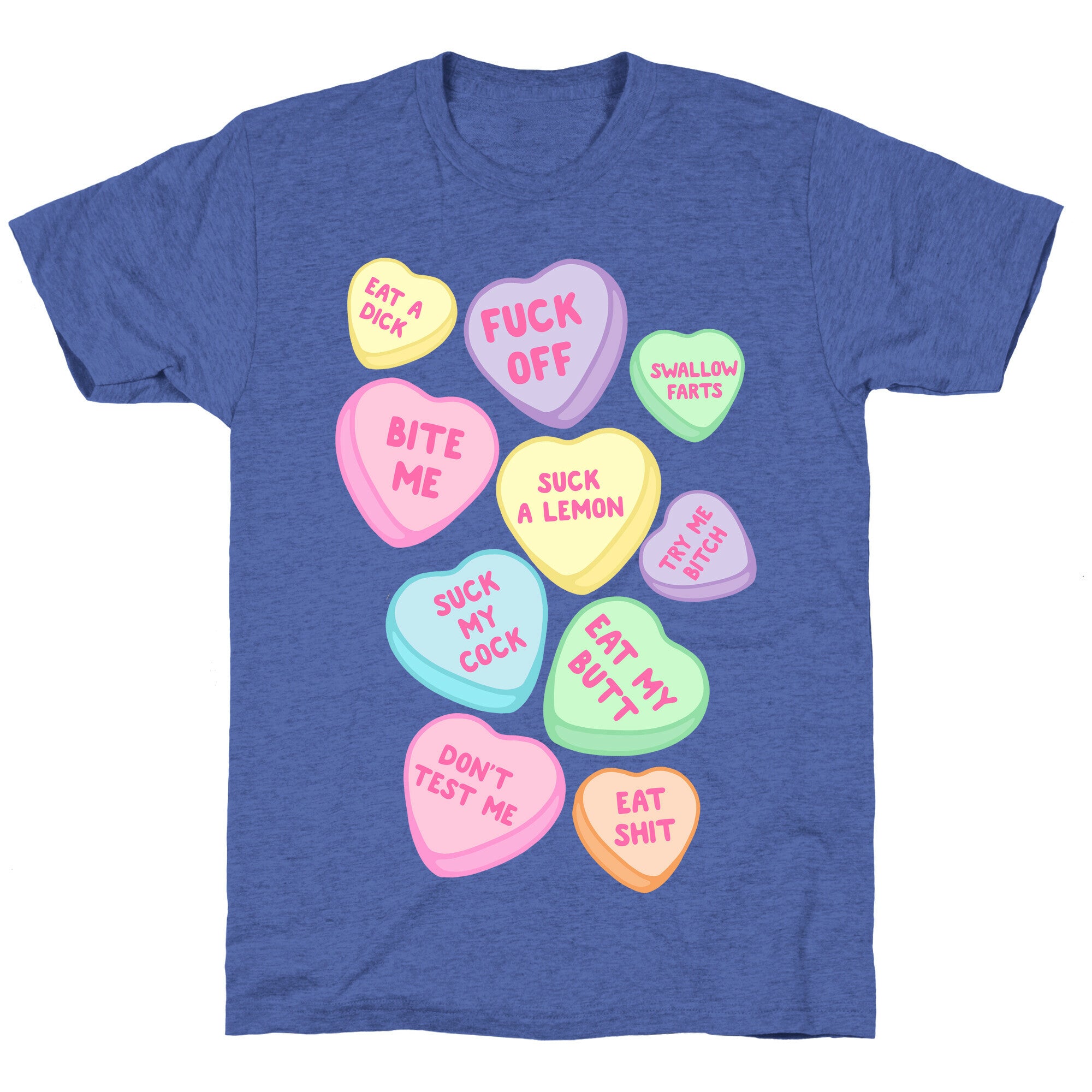 Rude Sassy Candy Hearts Pattern Unisex Triblend Tee