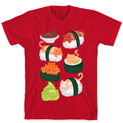 Sushi Cats Pattern T-Shirt