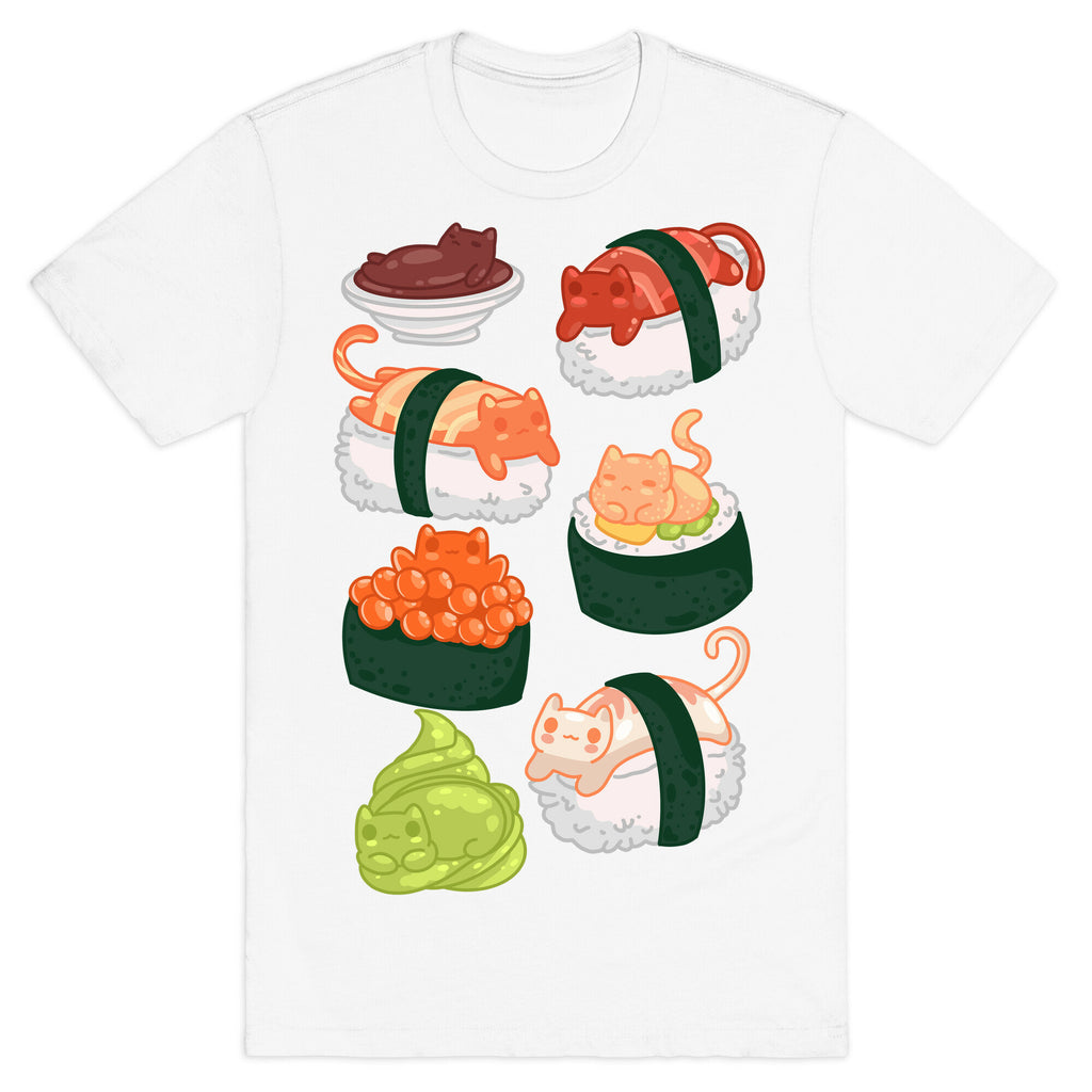 Sushi Cats Pattern T-Shirt