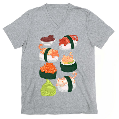 Sushi Cats Pattern V-Neck