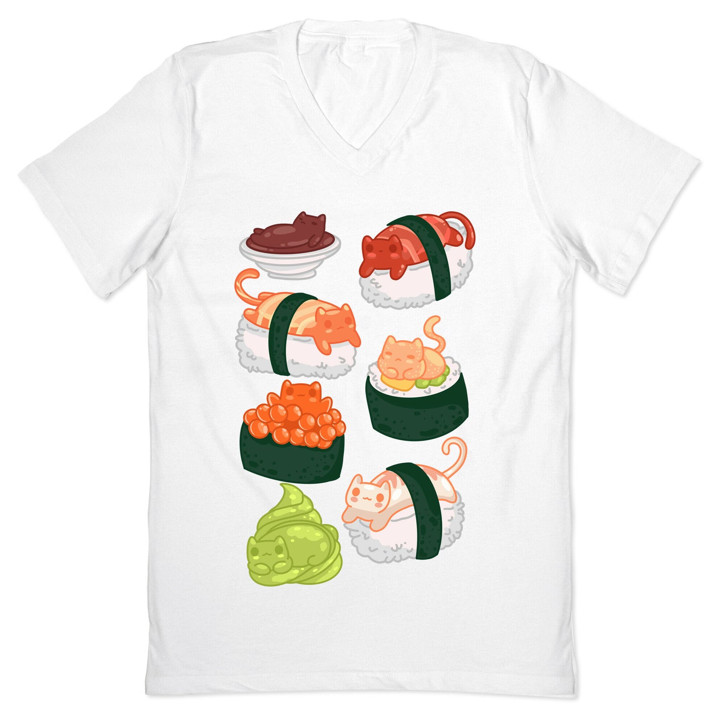 Sushi Cats Pattern V-Neck