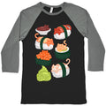 Sushi Cats Pattern Baseball Tee