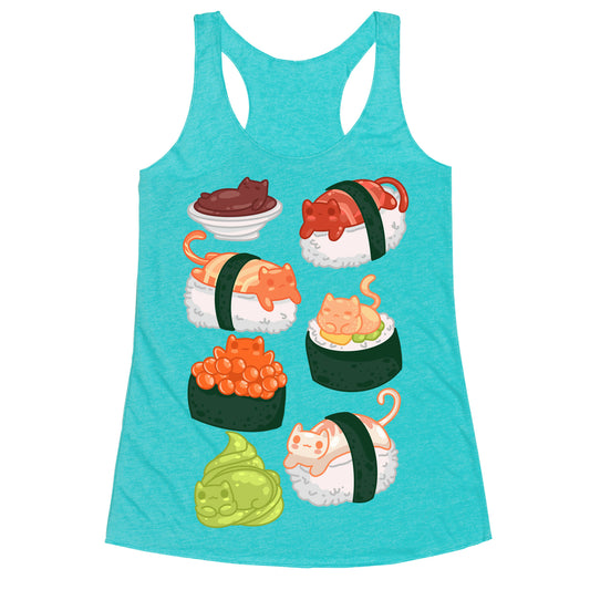 Sushi Cats Pattern Racerback Tank