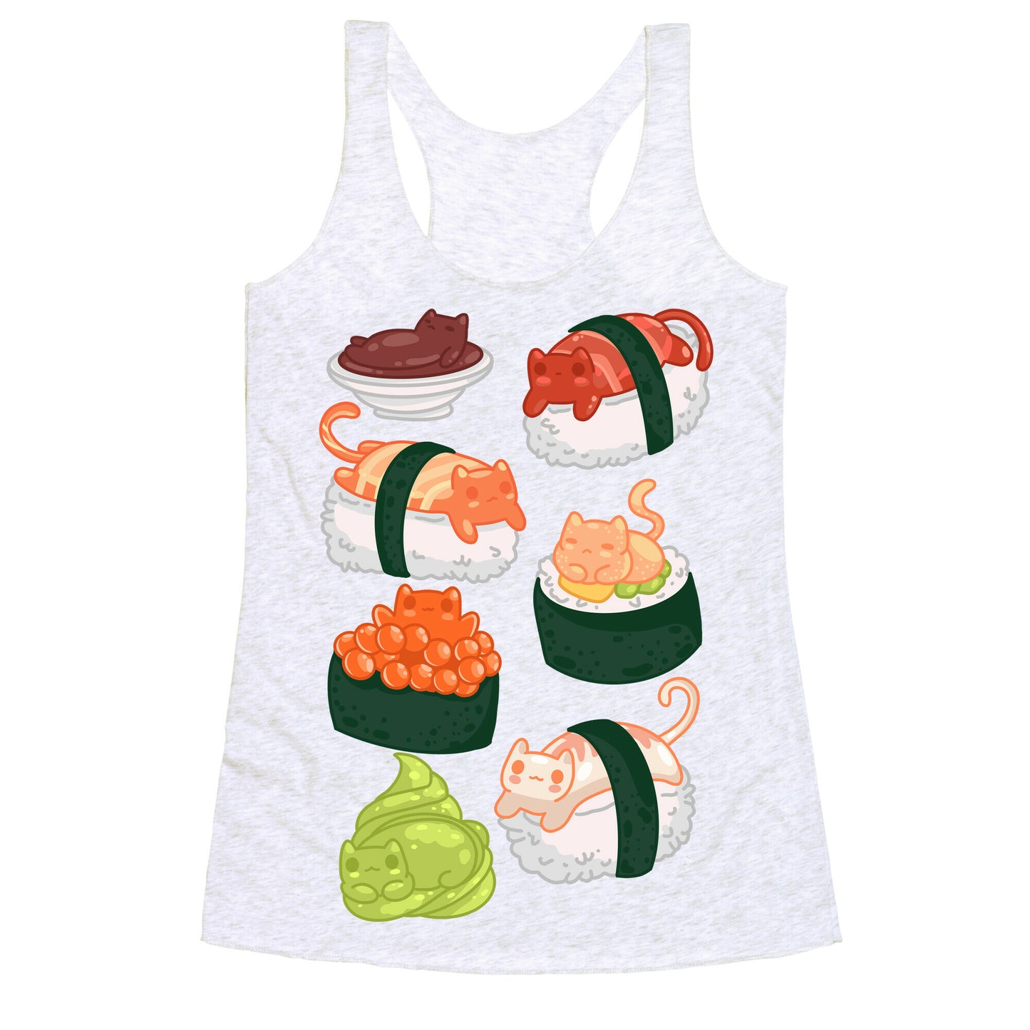 Sushi Cats Pattern Racerback Tank