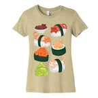 Sushi Cats Pattern Women's Cotton Tee