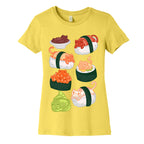 Sushi Cats Pattern Women's Cotton Tee
