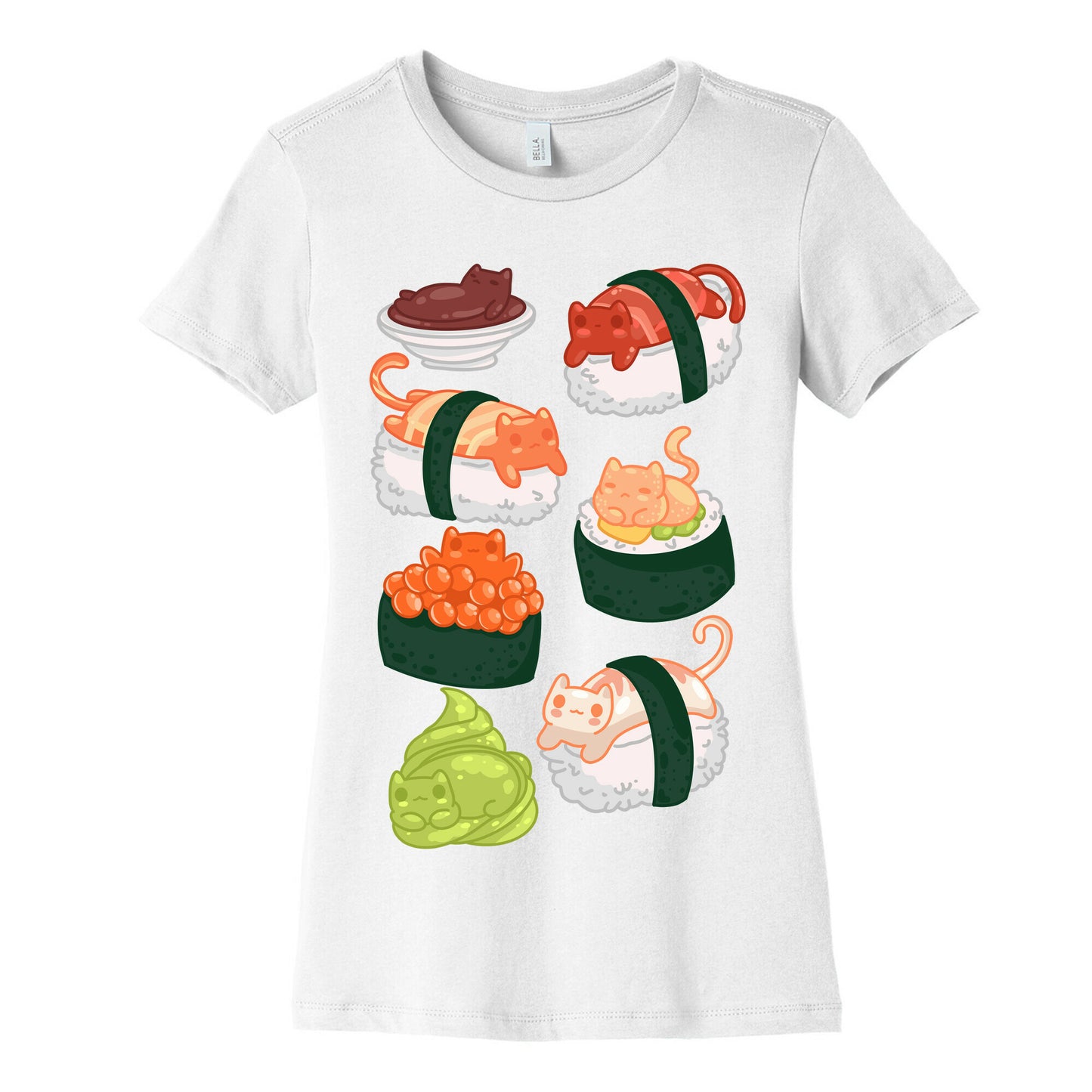 Sushi Cats Pattern Women's Cotton Tee