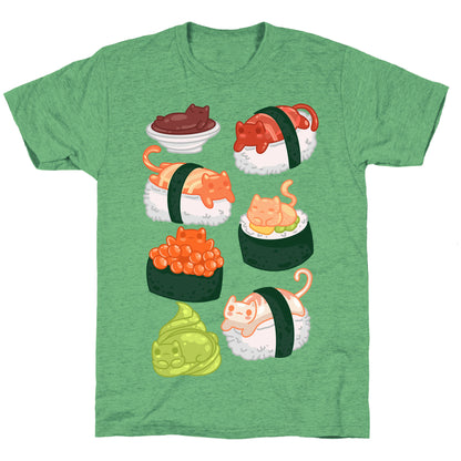 Sushi Cats Pattern Unisex Triblend Tee