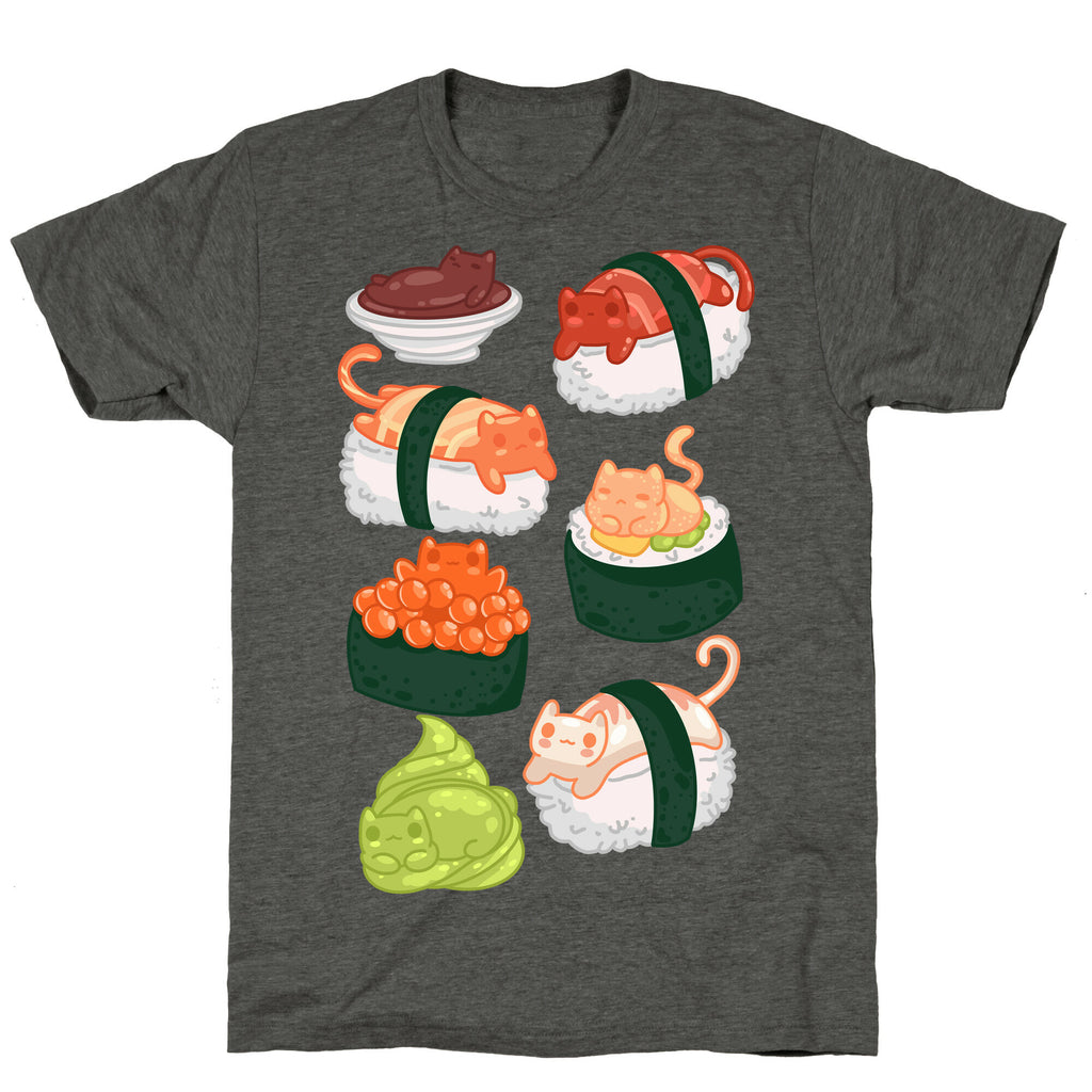 Sushi Cats Pattern Unisex Triblend Tee