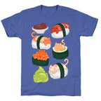 Sushi Cats Pattern Unisex Triblend Tee