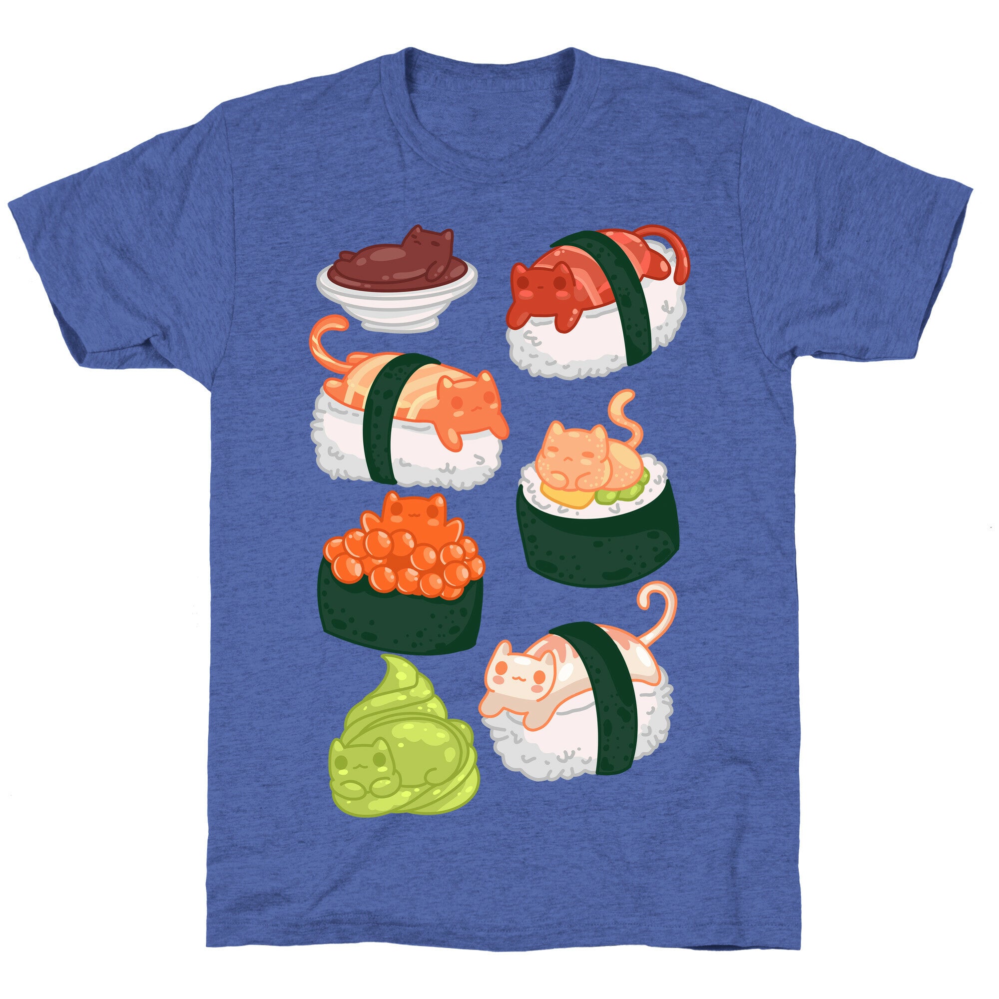 Sushi Cats Pattern Unisex Triblend Tee