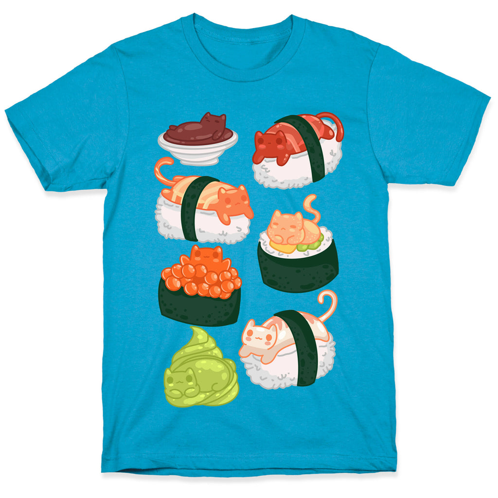Sushi Cats Pattern Unisex Triblend Tee