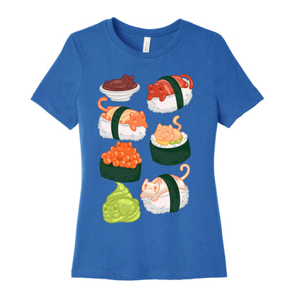 Sushi Cats Pattern Women's Cotton Tee