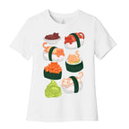 Sushi Cats Pattern Women's Cotton Tee