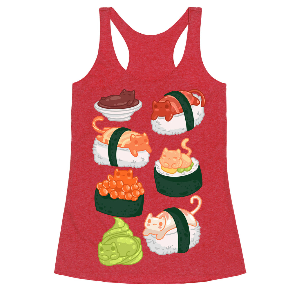 Sushi Cats Pattern Racerback Tank