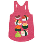 Sushi Cats Pattern Racerback Tank