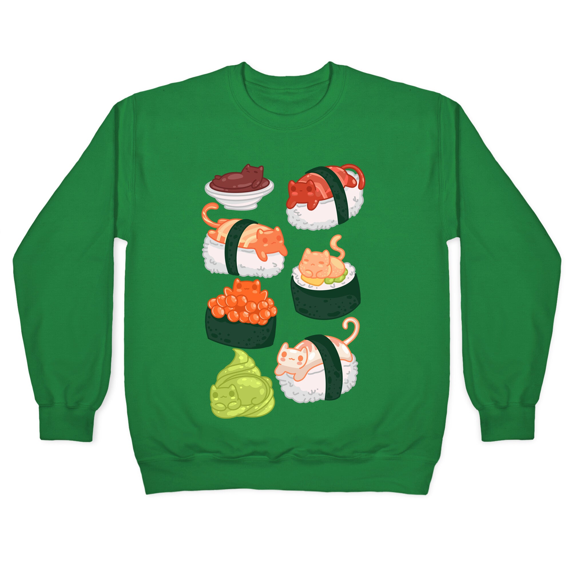 Sushi Cats Pattern Crewneck Sweatshirt