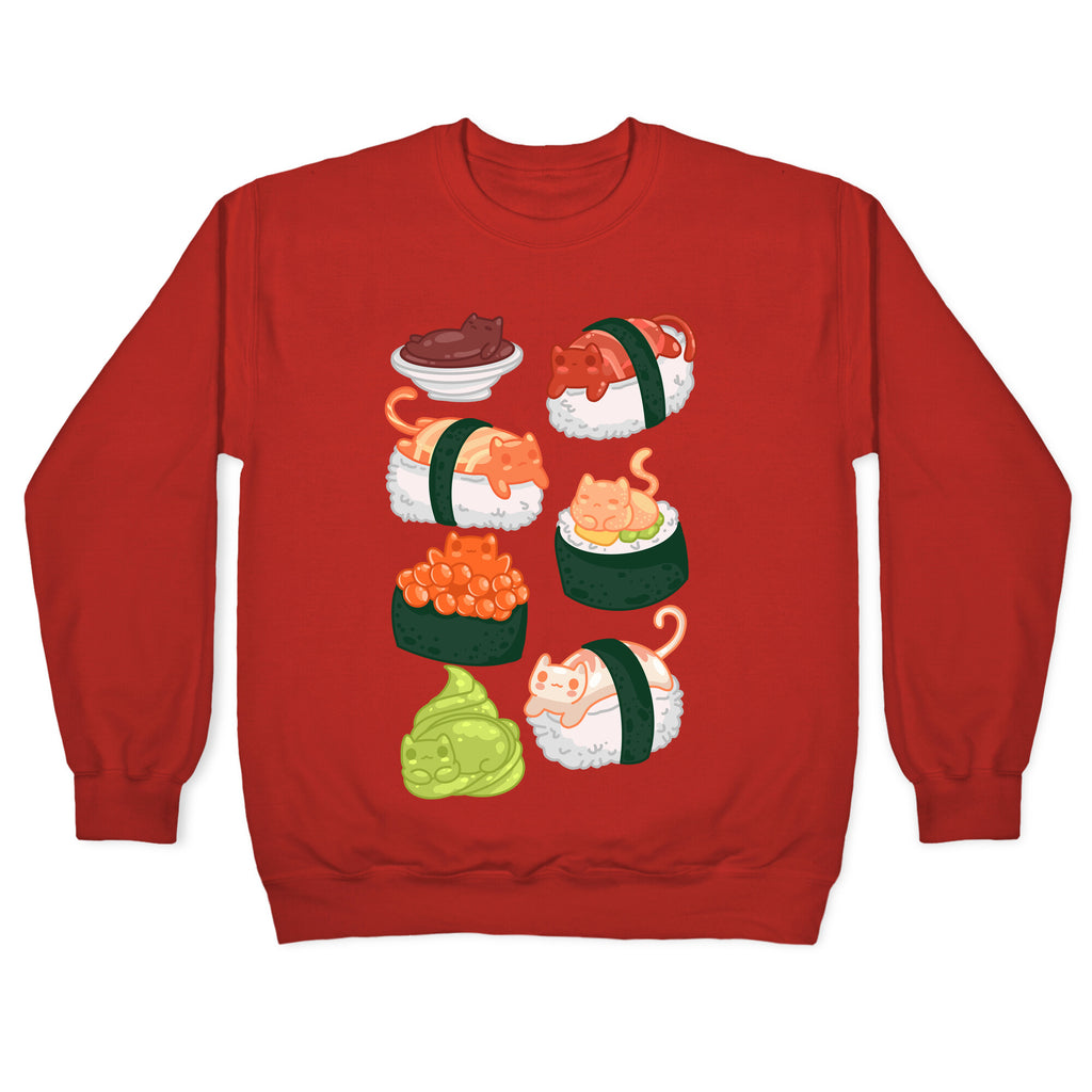 Sushi Cats Pattern Crewneck Sweatshirt