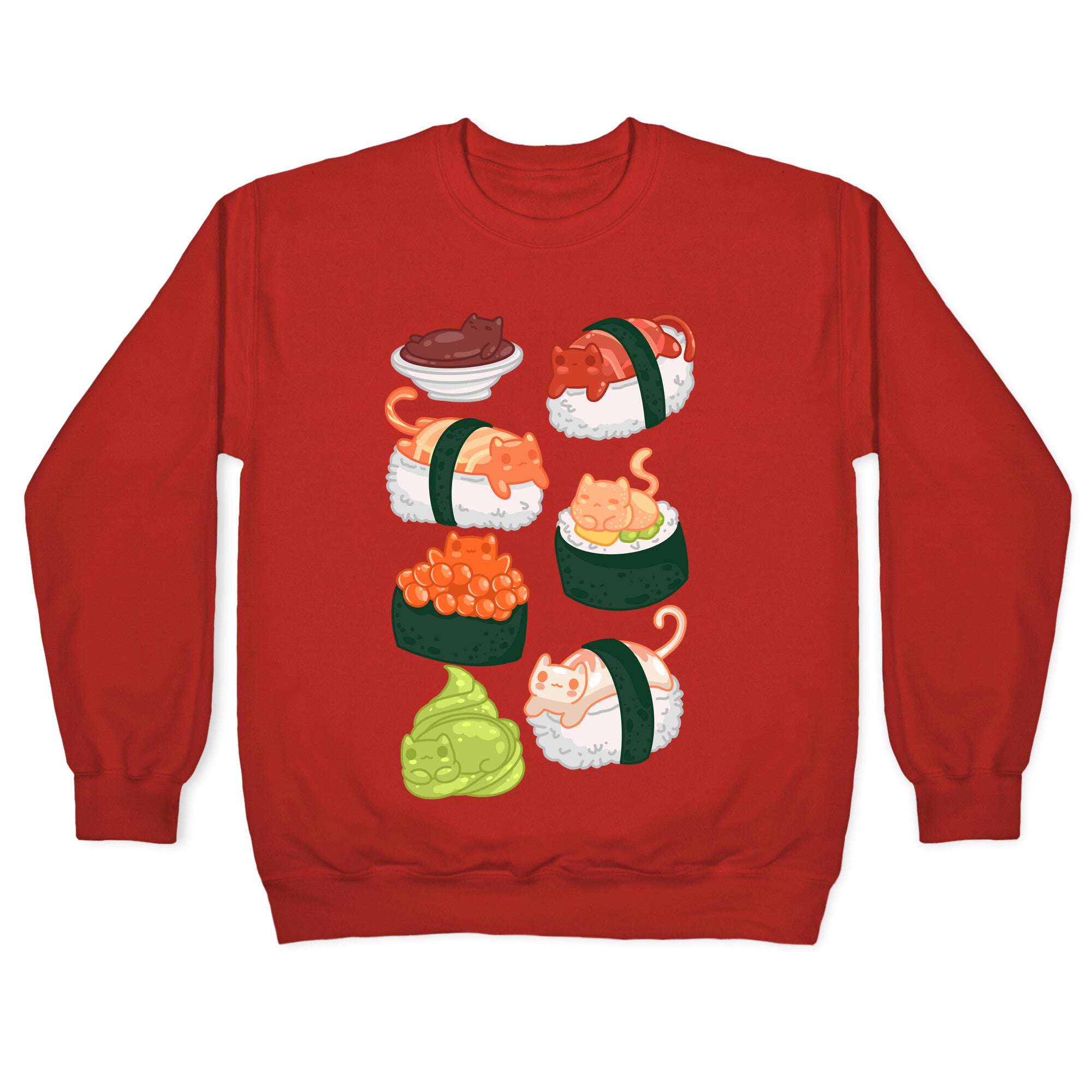 Sushi Cats Pattern Crewneck Sweatshirt