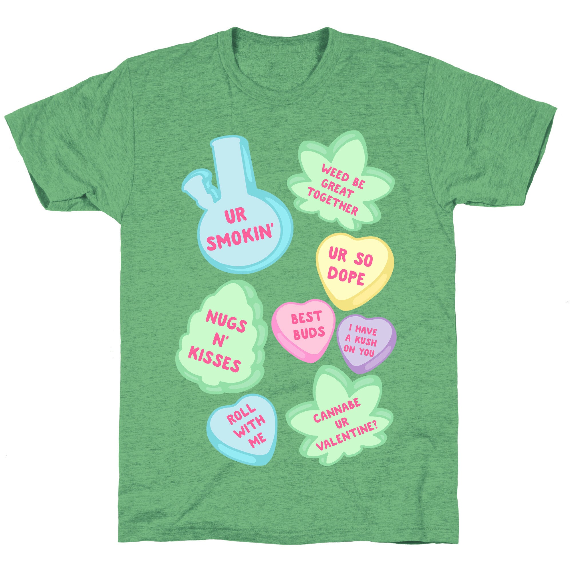 Weed Candy Hearts Pattern Unisex Triblend Tee