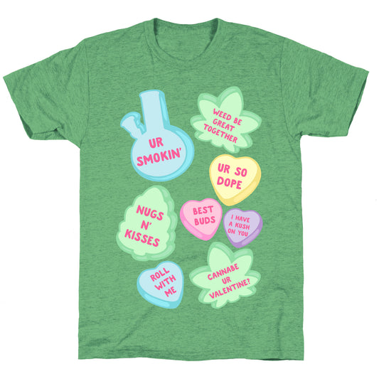 Weed Candy Hearts Pattern Unisex Triblend Tee