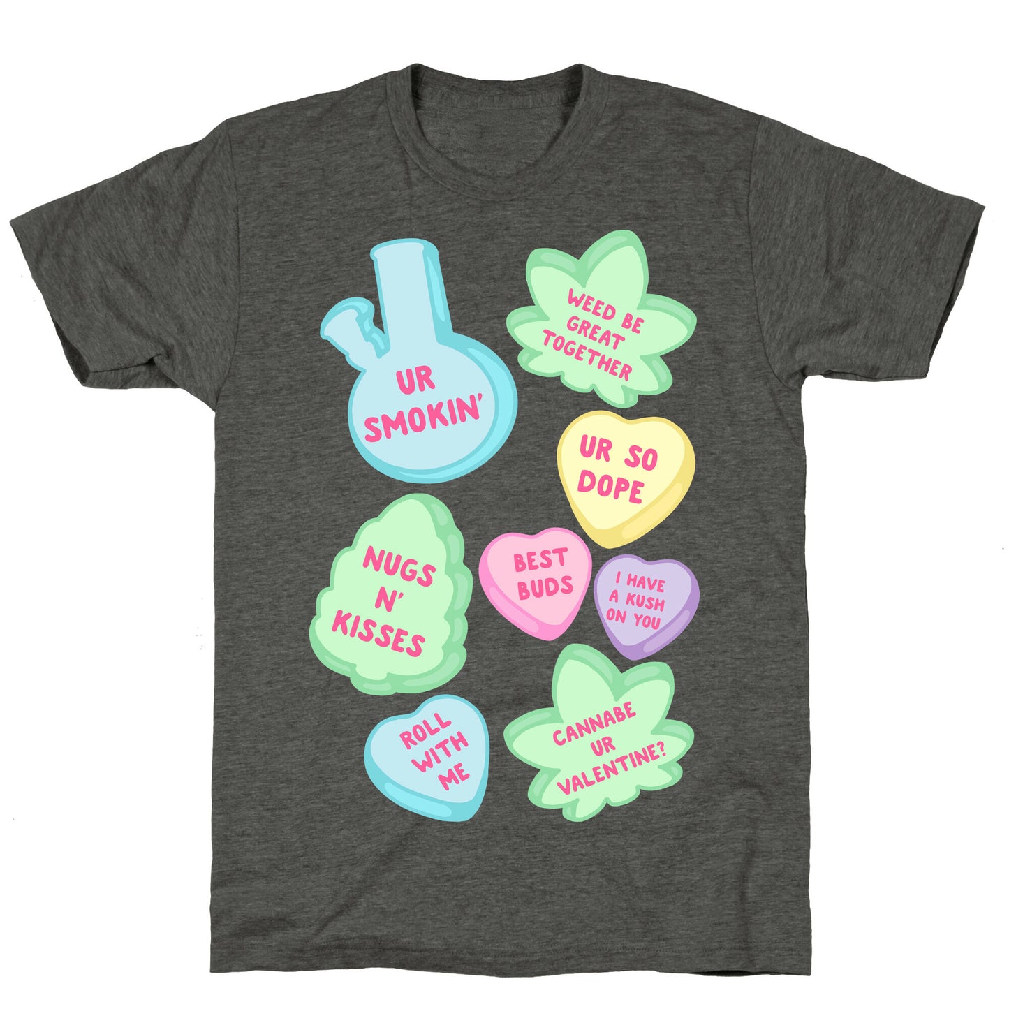 Weed Candy Hearts Pattern Unisex Triblend Tee