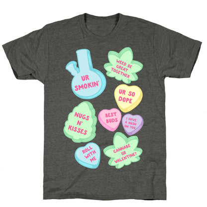 Weed Candy Hearts Pattern Unisex Triblend Tee