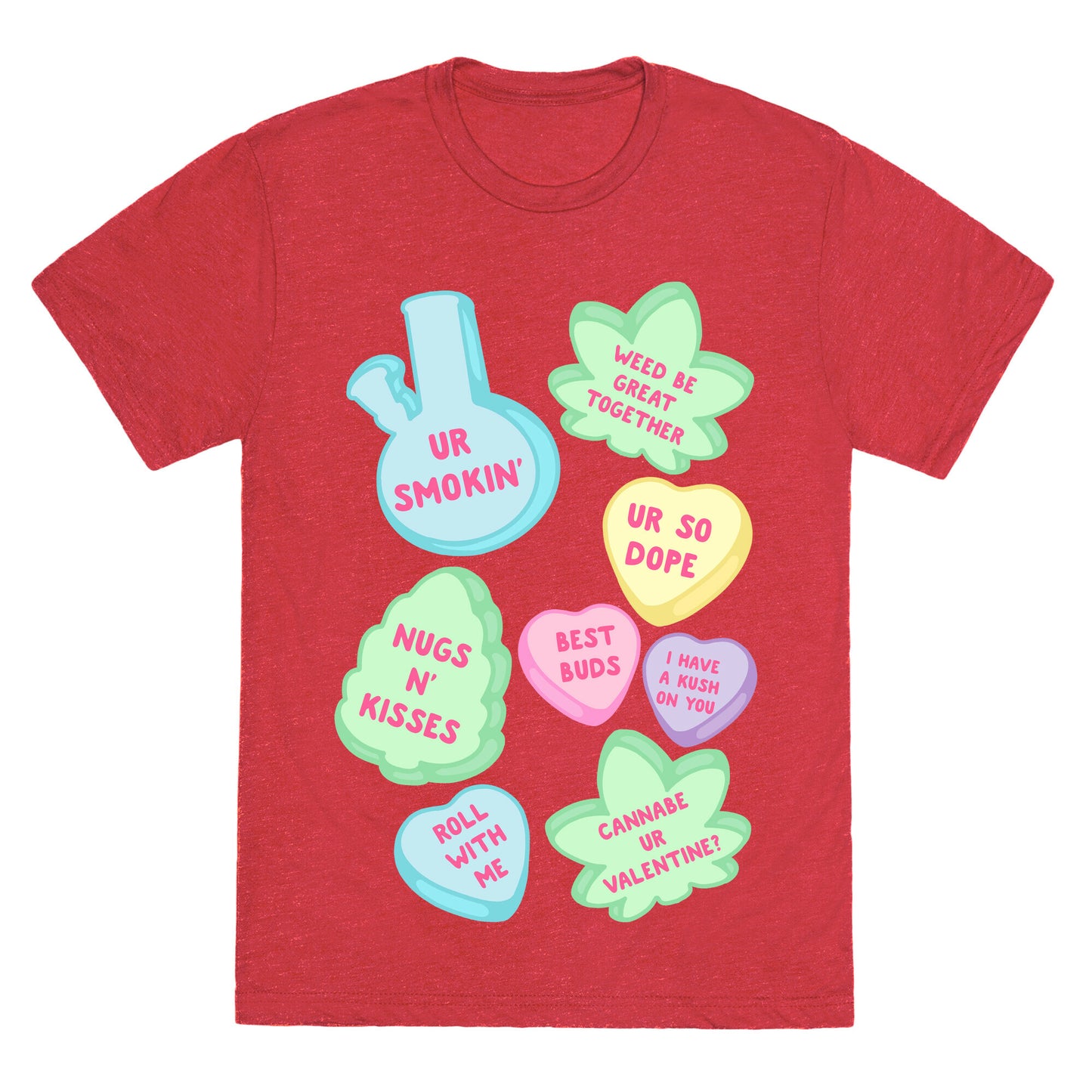 Weed Candy Hearts Pattern Unisex Triblend Tee