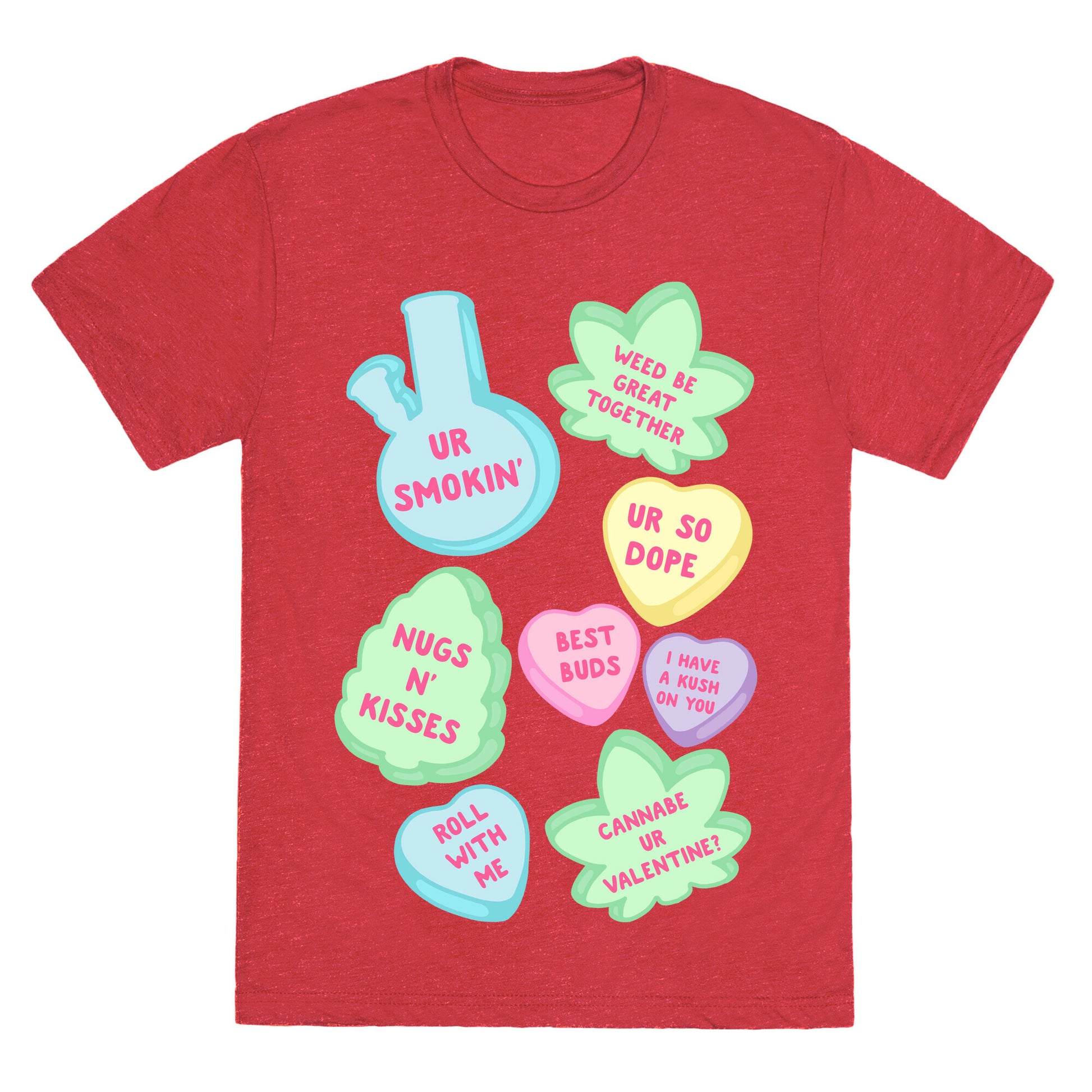 Weed Candy Hearts Pattern Unisex Triblend Tee