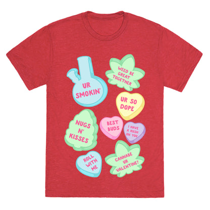 Weed Candy Hearts Pattern Unisex Triblend Tee