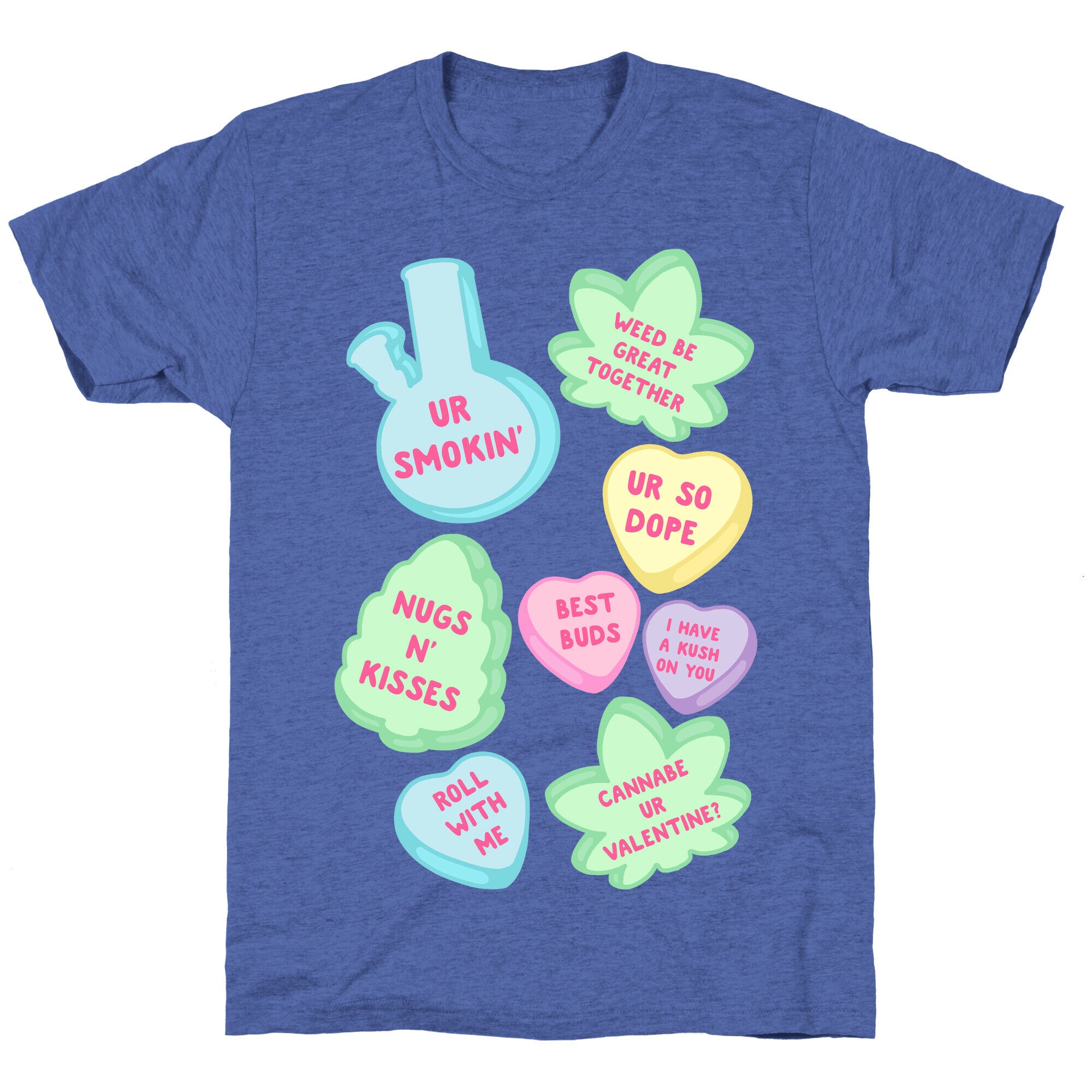 Weed Candy Hearts Pattern Unisex Triblend Tee