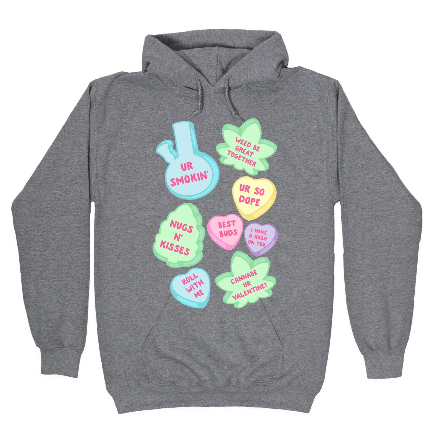 Weed Candy Hearts Pattern Hoodie
