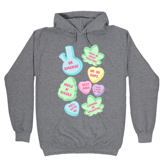 Weed Candy Hearts Pattern Hoodie