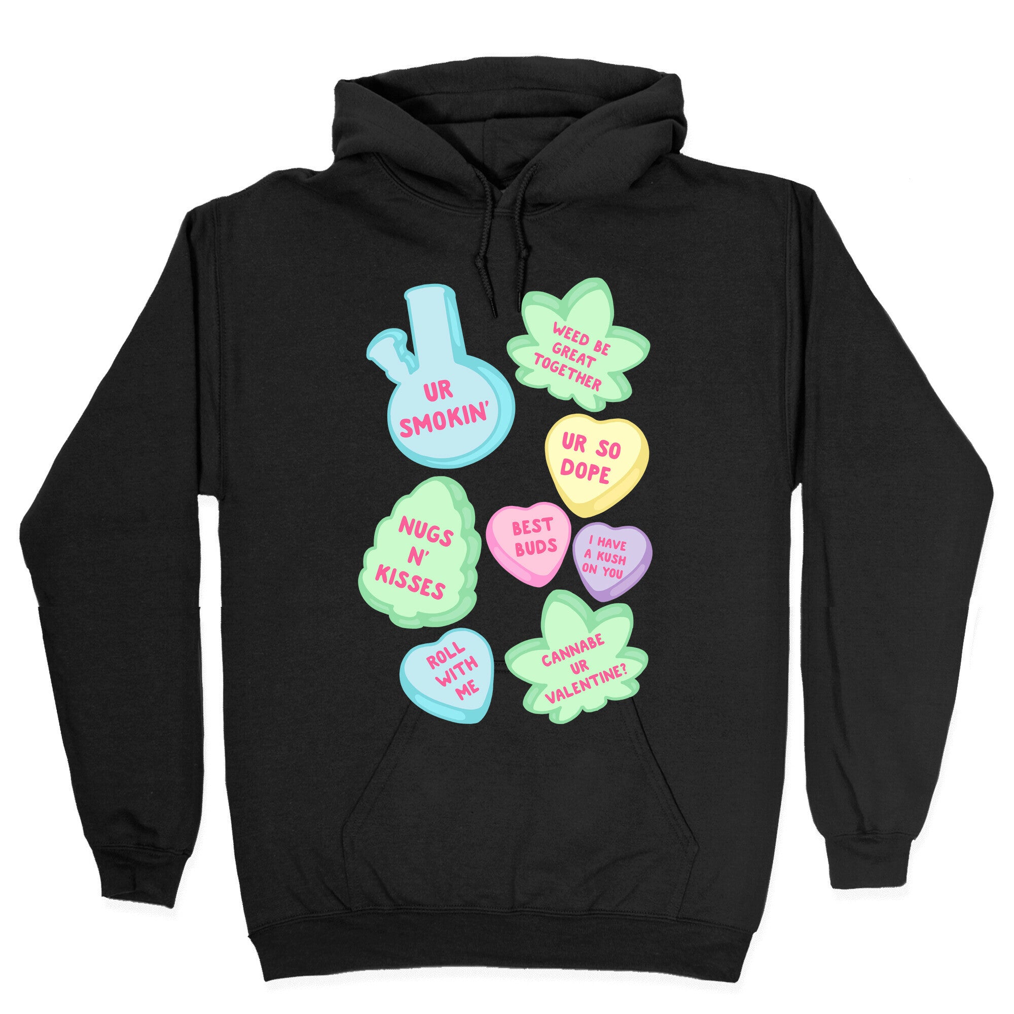 Weed Candy Hearts Pattern Hoodie