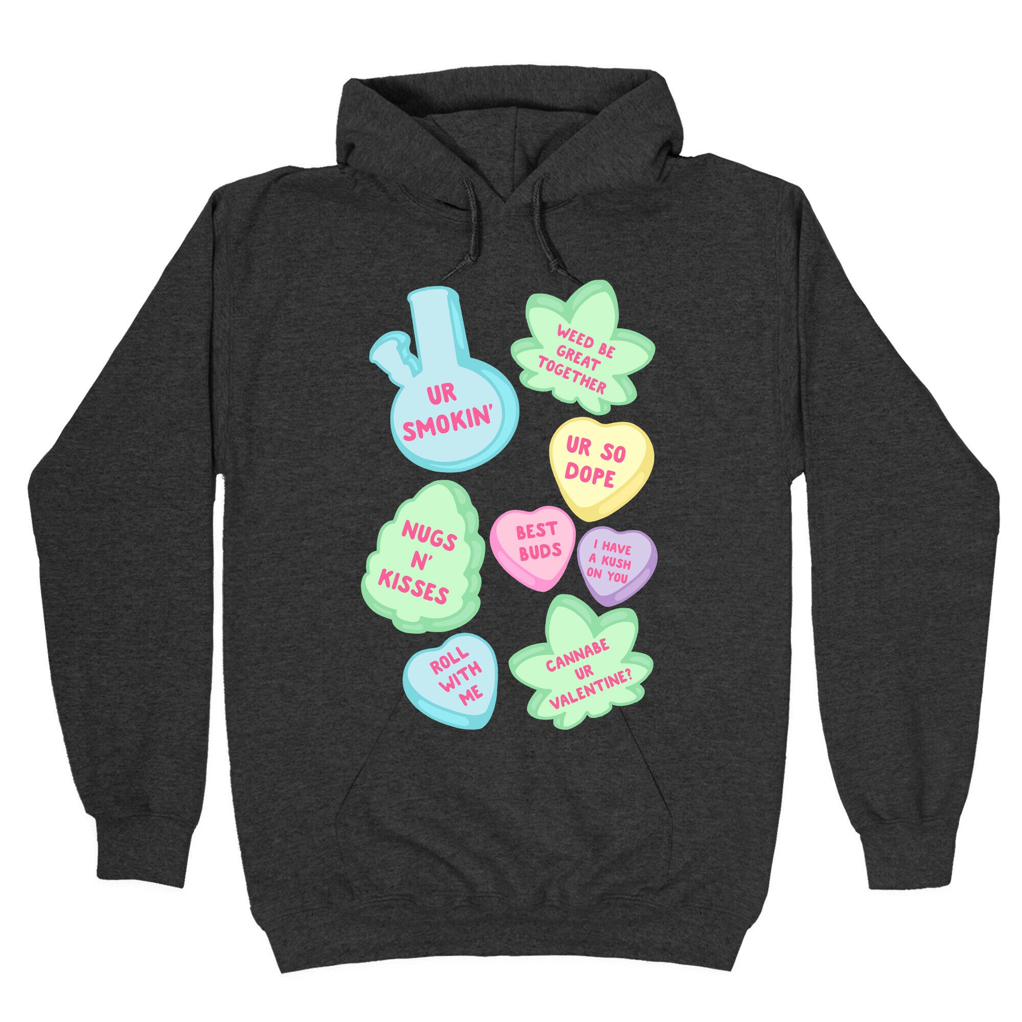Weed Candy Hearts Pattern Hoodie