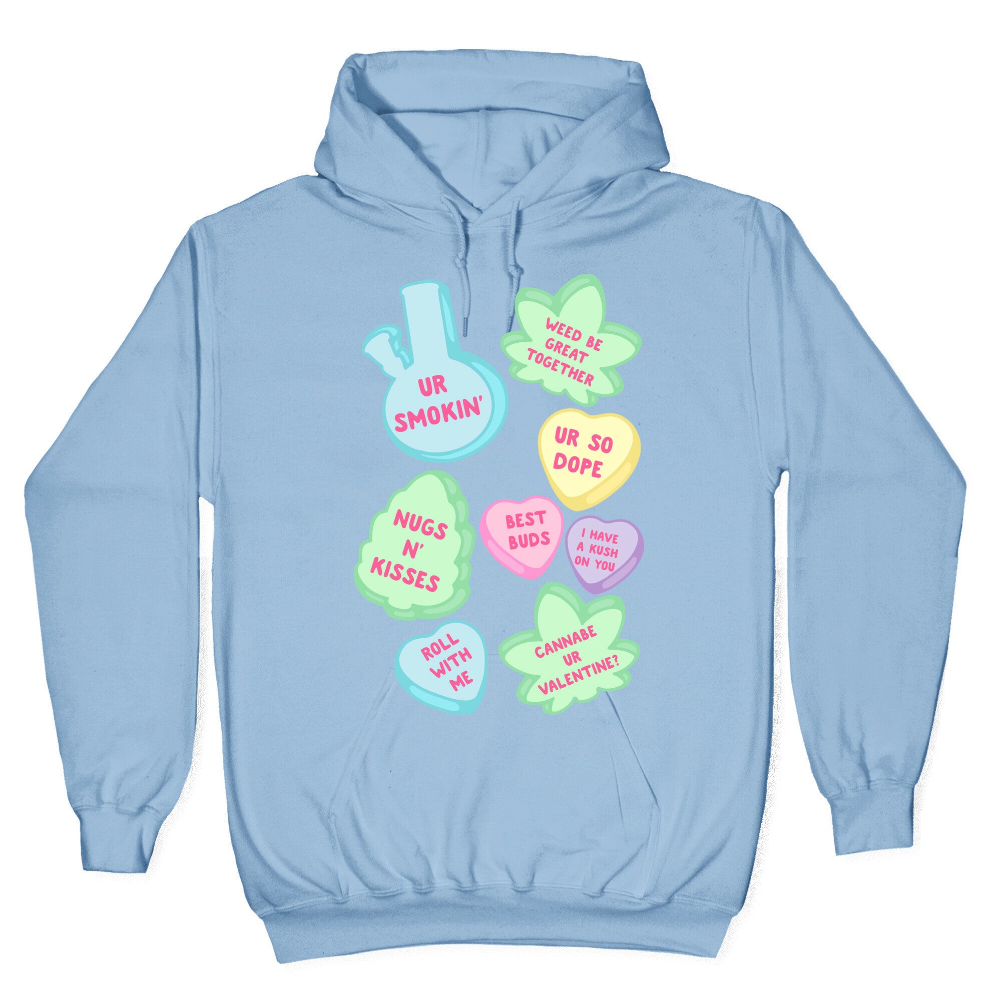Weed Candy Hearts Pattern Hoodie