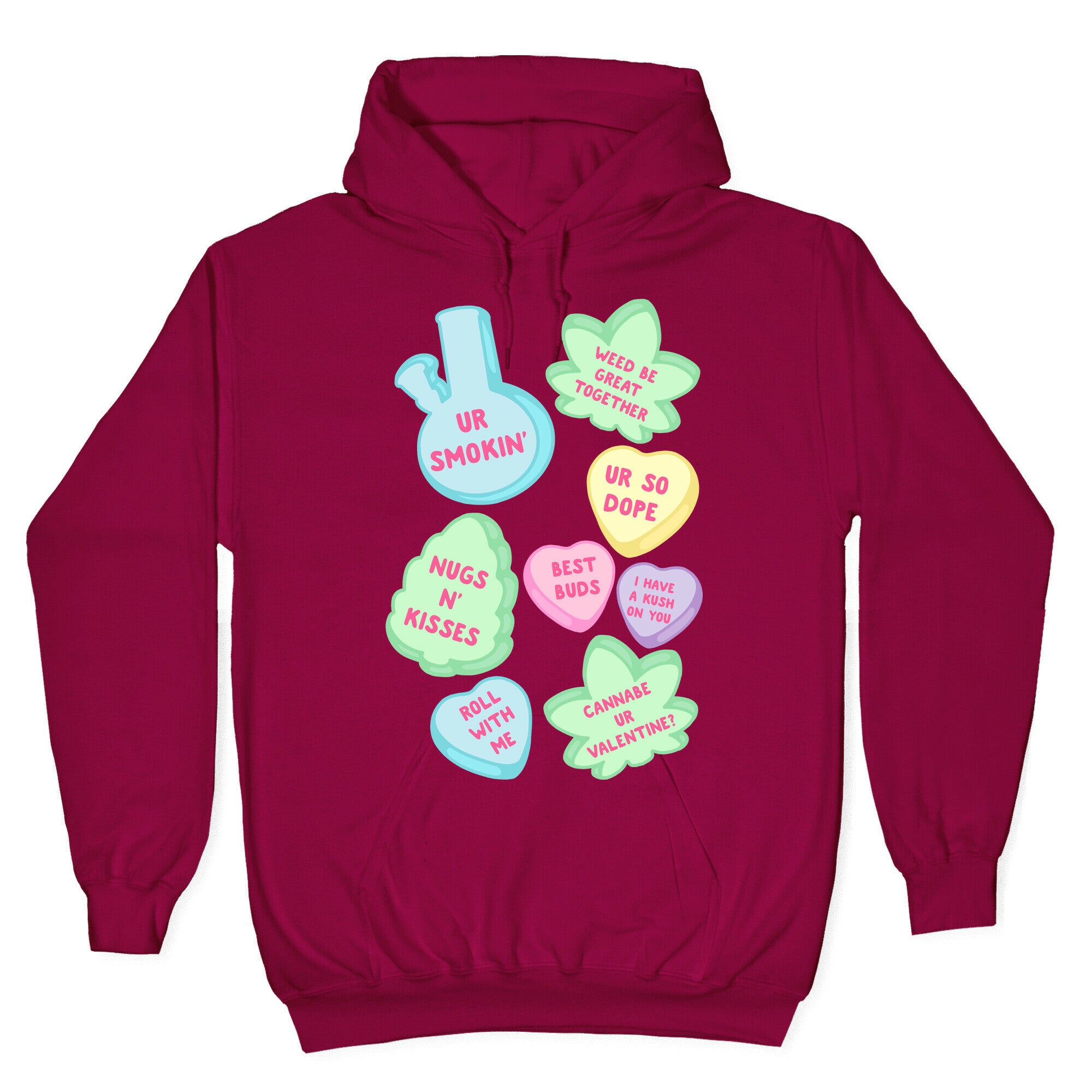 Weed Candy Hearts Pattern Hoodie