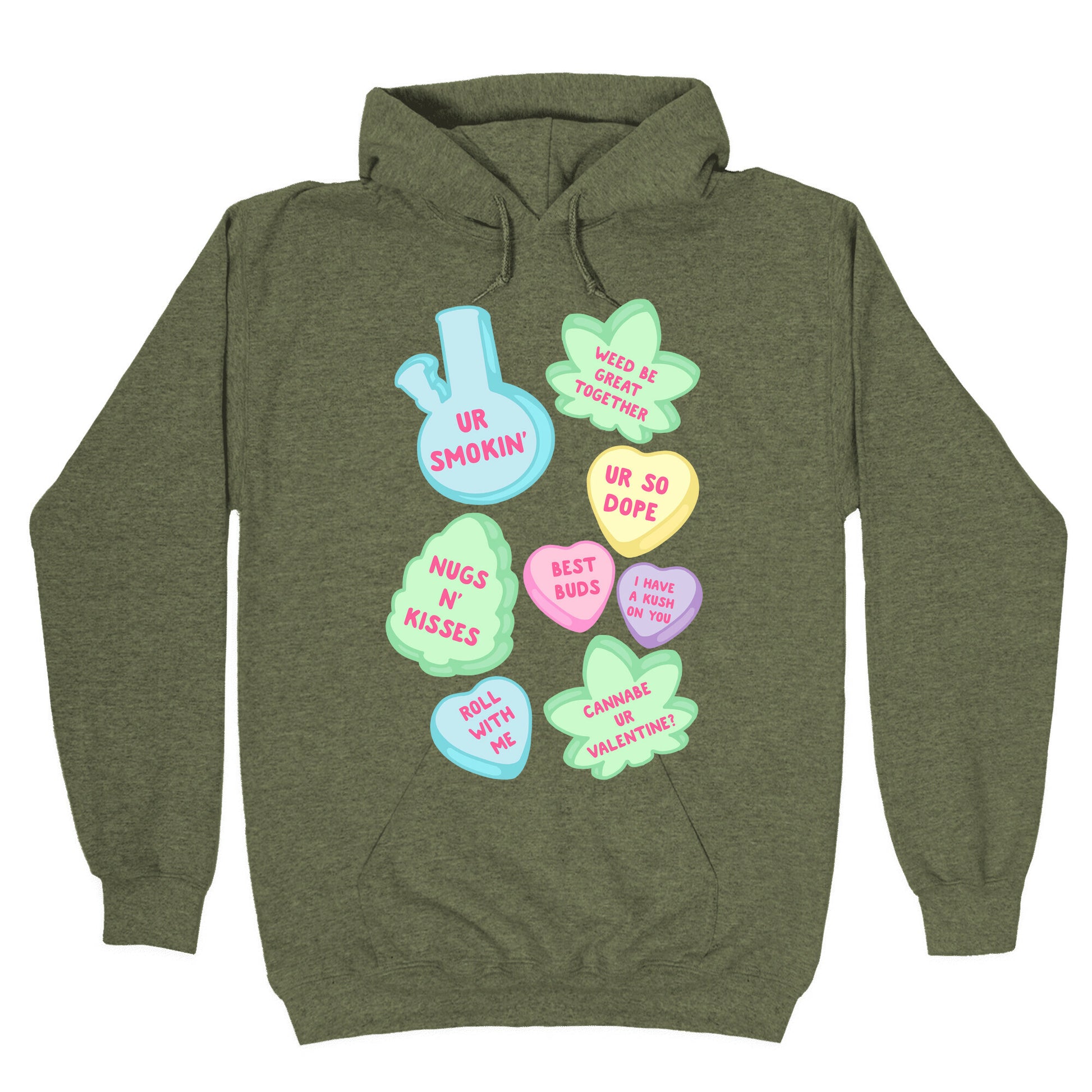 Weed Candy Hearts Pattern Hoodie