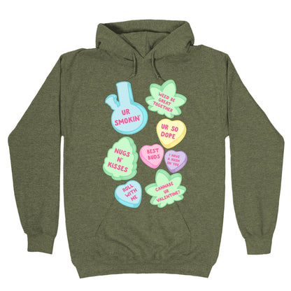 Weed Candy Hearts Pattern Hoodie