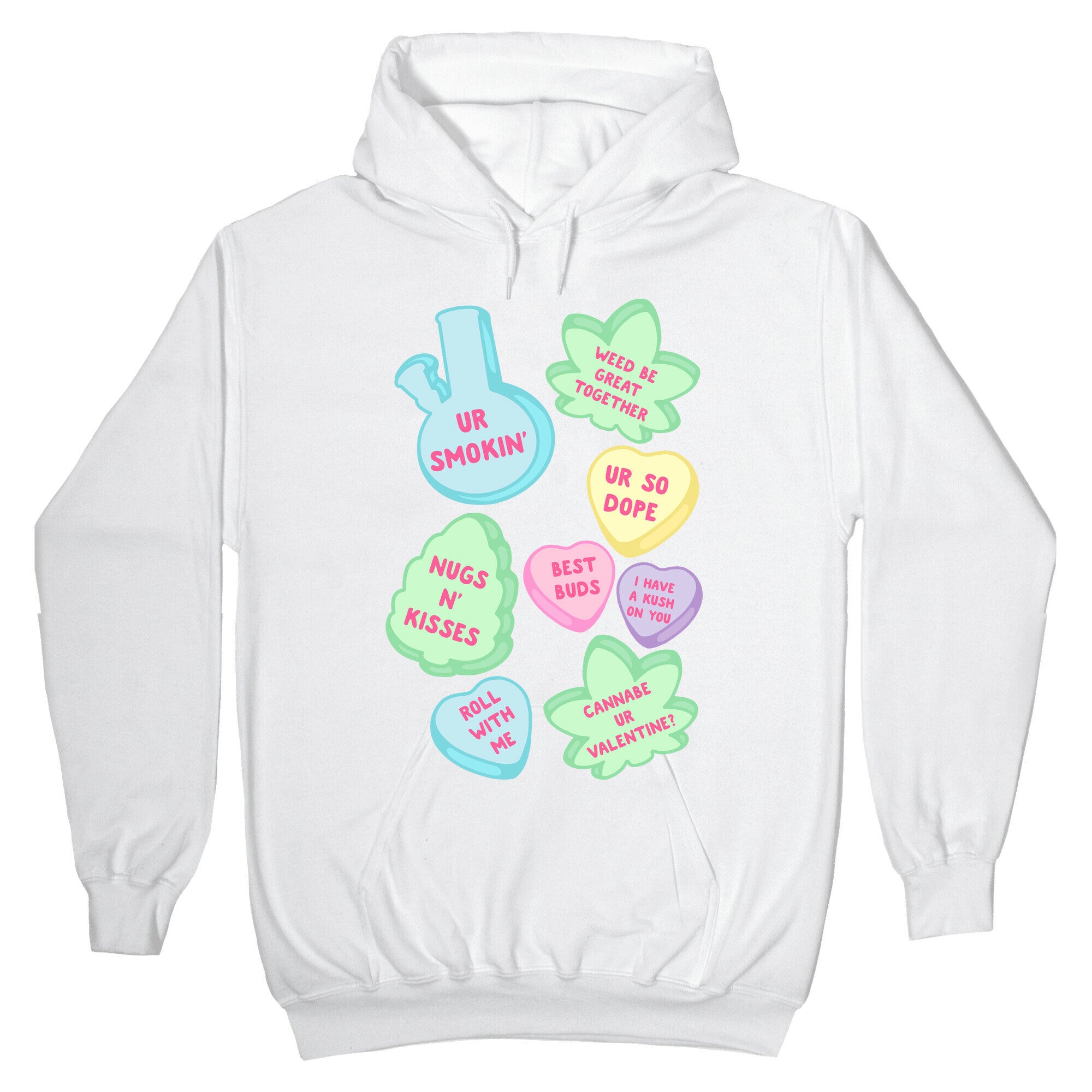 Weed Candy Hearts Pattern Hoodie