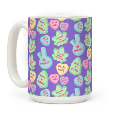 Weed Candy Hearts Pattern Coffee Mug