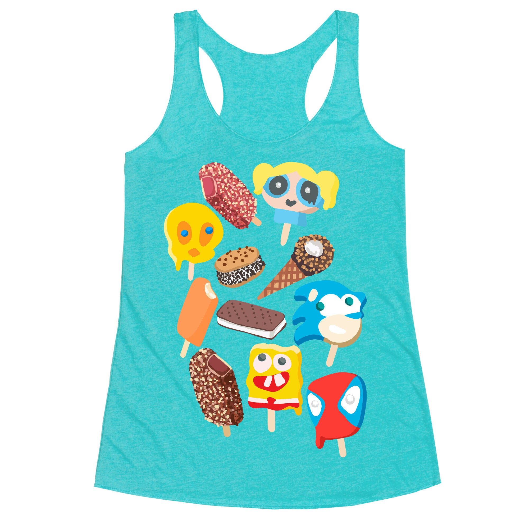Ice Cream Truck Treats Pattern Racerback Tank