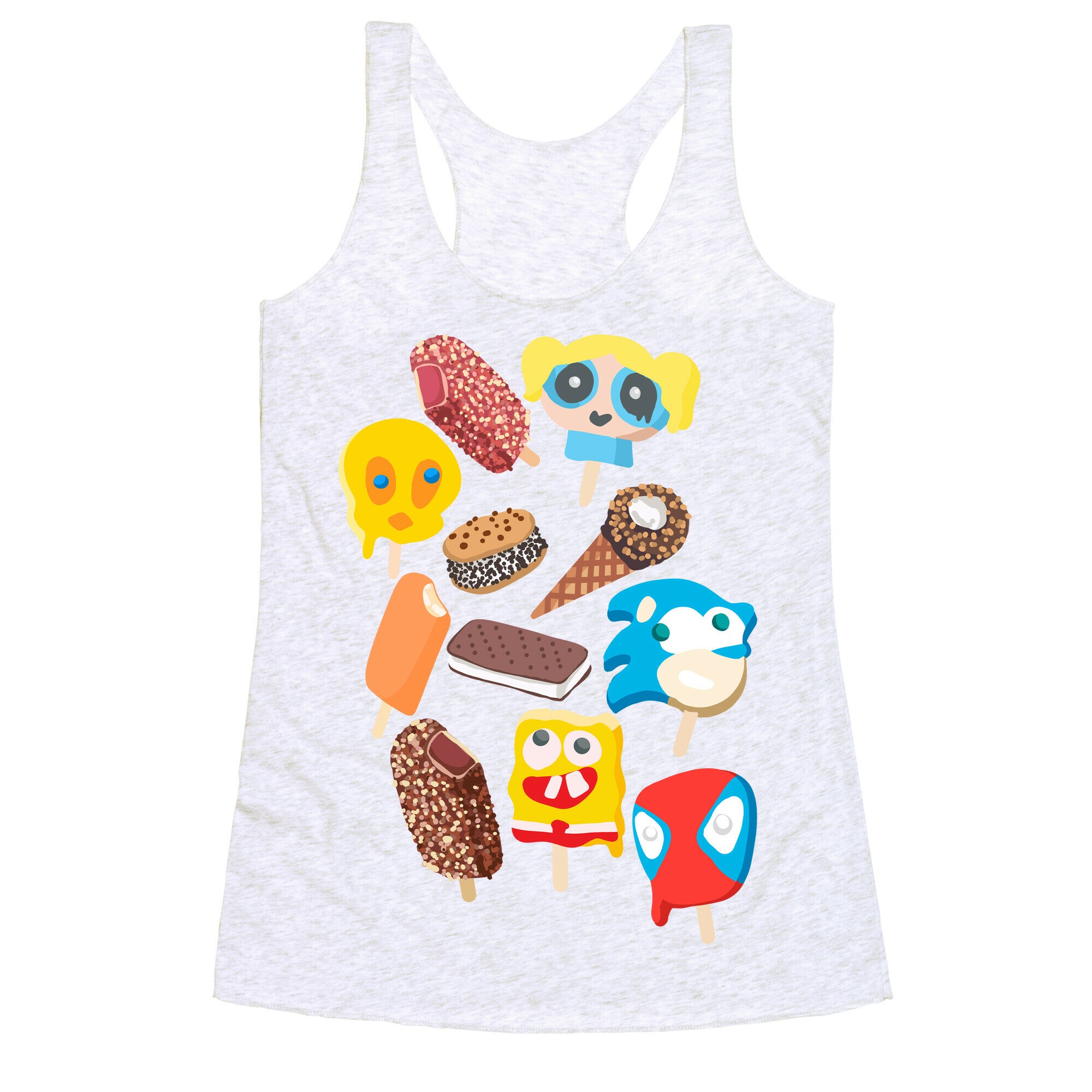 Ice Cream Truck Treats Pattern Racerback Tank