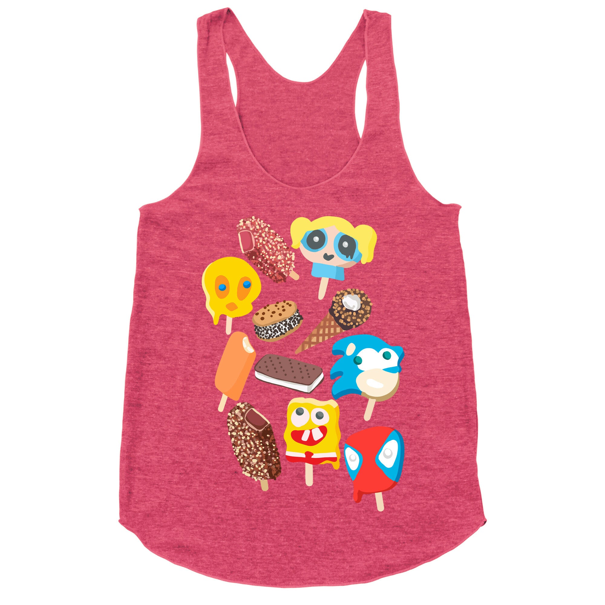 Ice Cream Truck Treats Pattern Racerback Tank