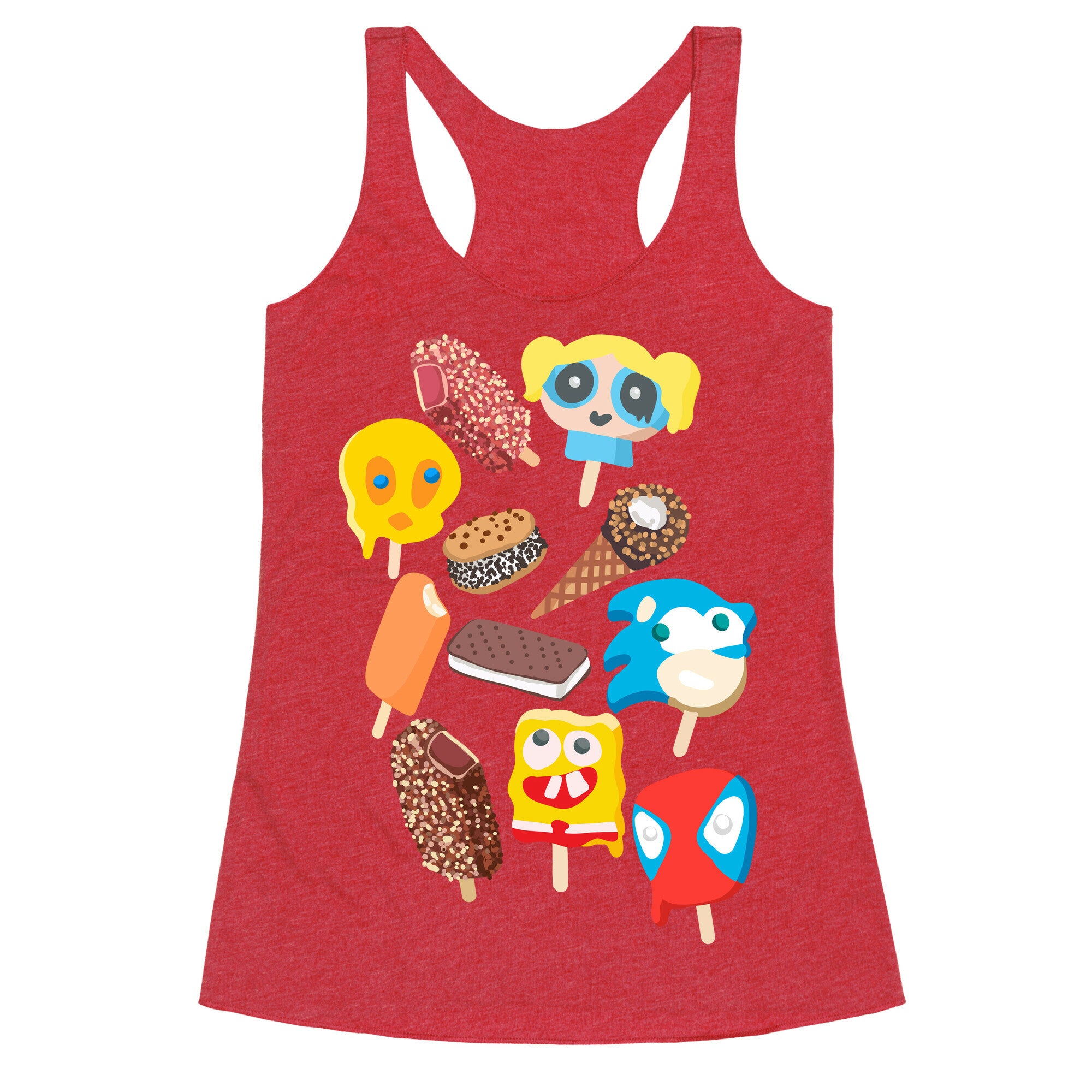 Ice Cream Truck Treats Pattern Racerback Tank